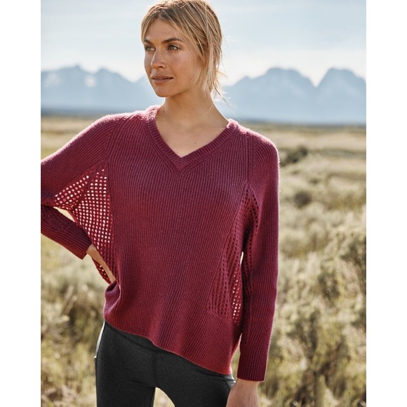 Garnet Hill Sweaters - Garnet Hill 100% Cashmere Sweater XS Open Knit Mesh Boho Oversized Unique